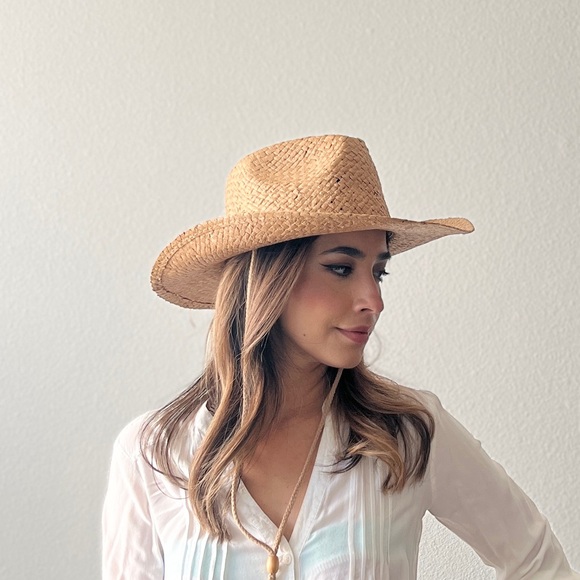 Straw Cowboy Hat with Shell Accents - Picture 3 of 4